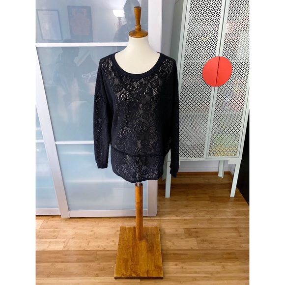 Free People Tops - Free People Not Cold In This Lace Knit Top - Black